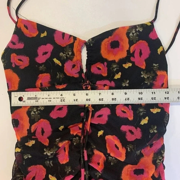 Nordstrom Bp Women's Keyhole Mesh Black Bombshell Floral Mini Dress Size M NWT - Picture 9 of 11